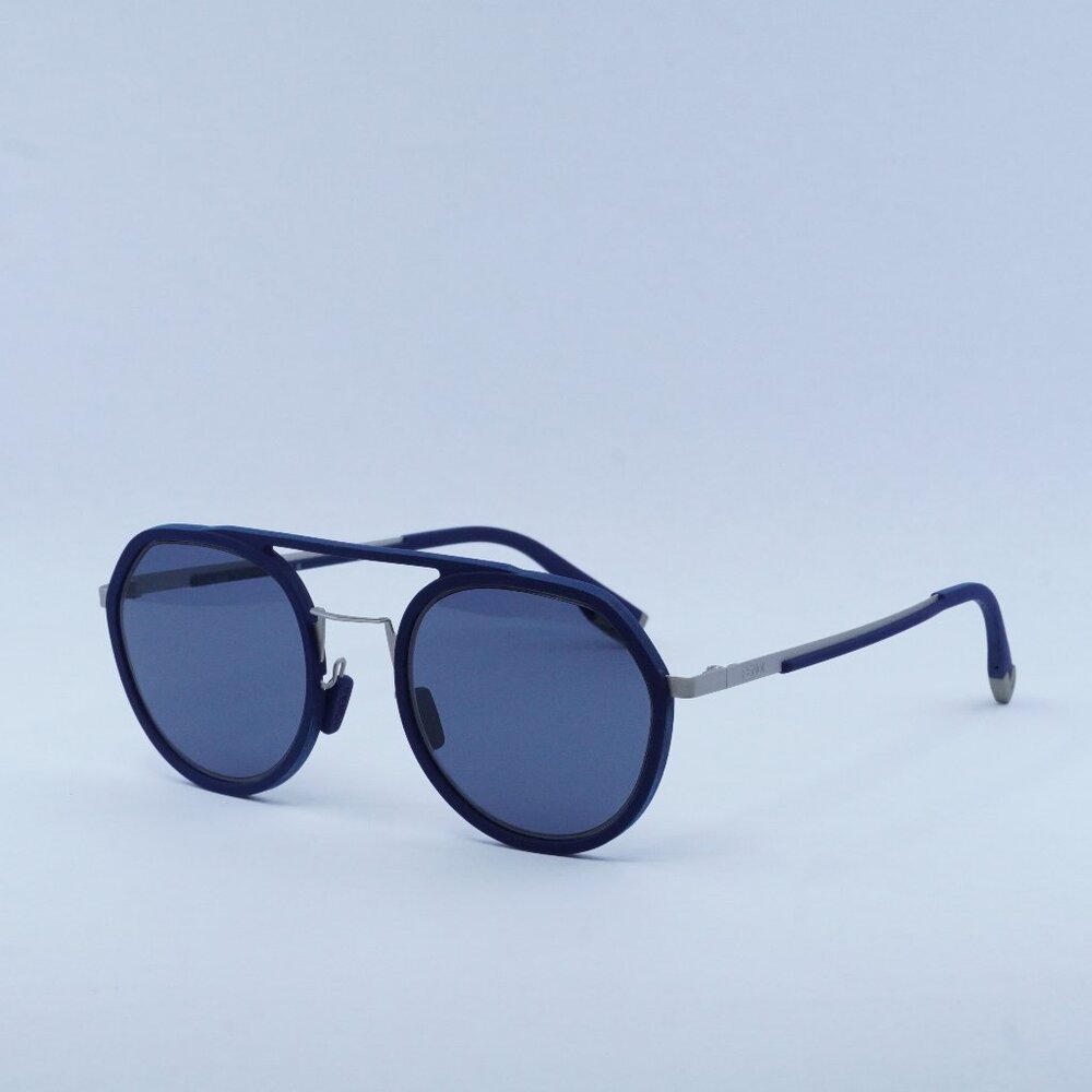 Fendi FE40040U 90V Sunglasses Blue / Silver Round Frame, Blue Lenses